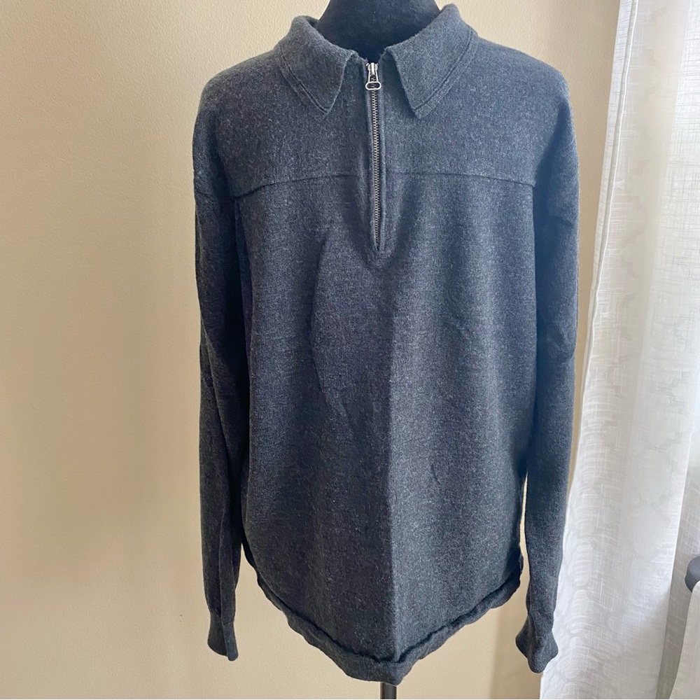 White + Warren Half-Zip Merino Wool Collar Sweater